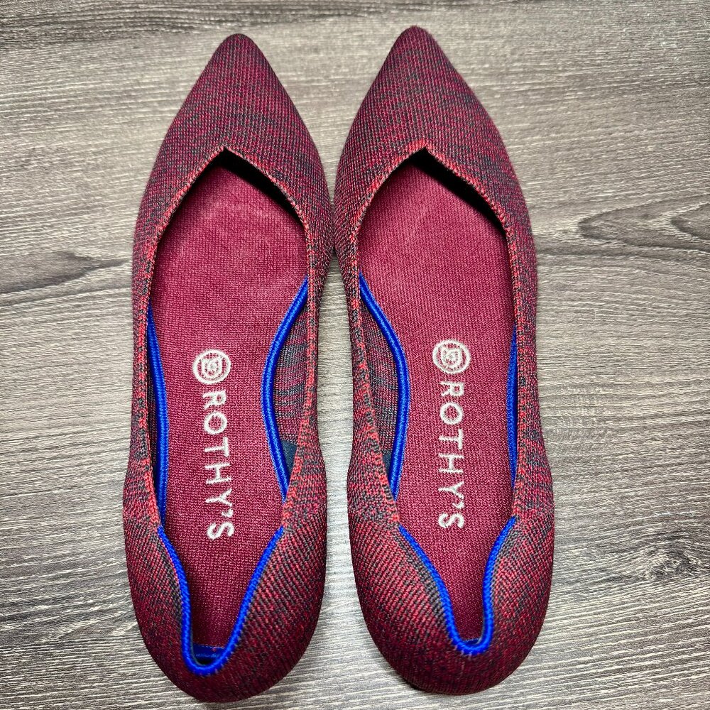 Rothy's Burgundy Flats with Blue Accents